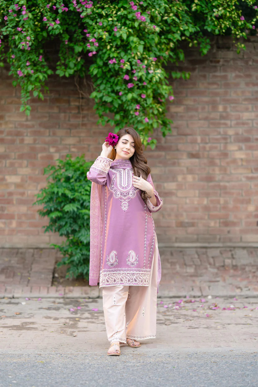 Purple Embroidered Eid Dress