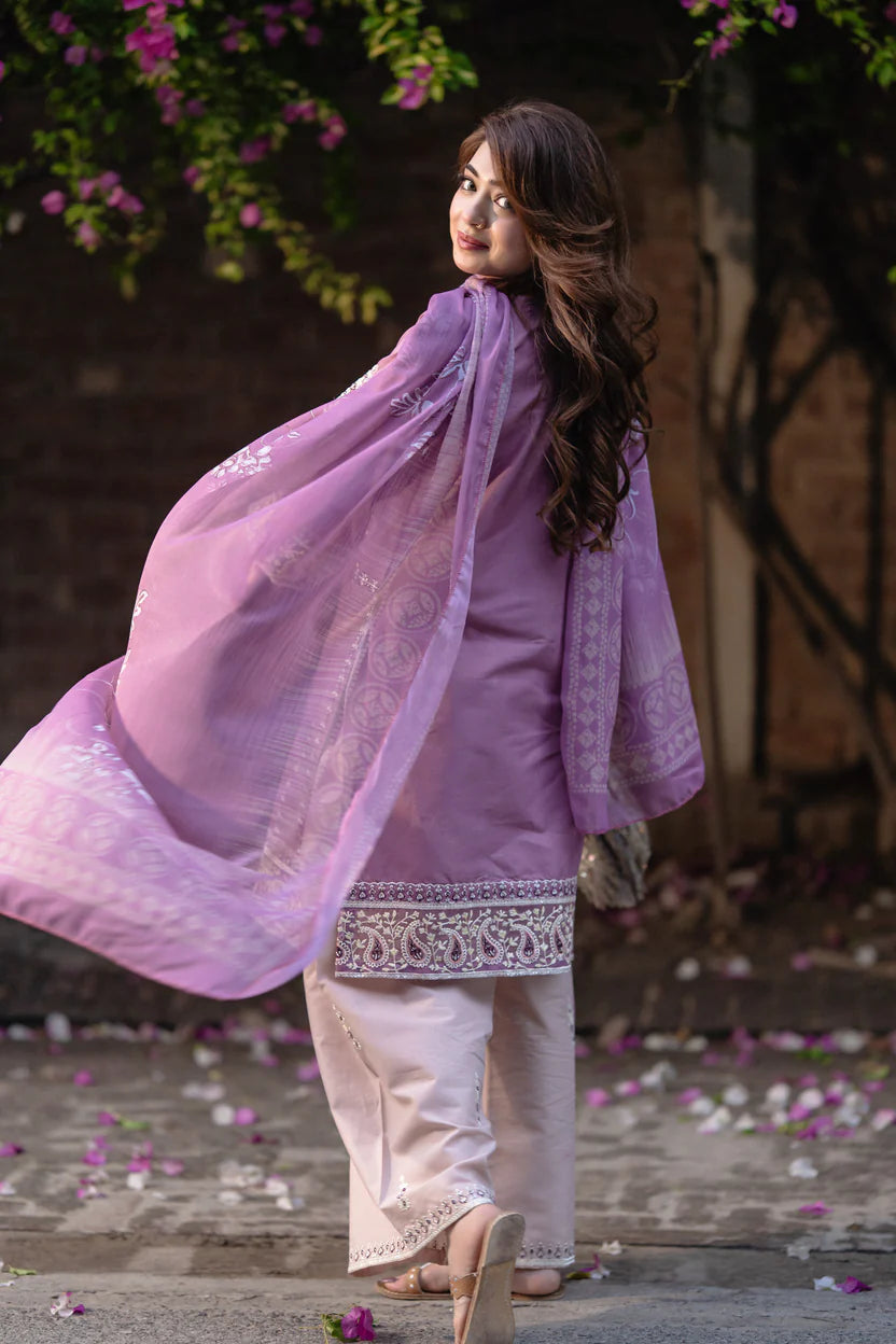 Purple Embroidered Eid Dress