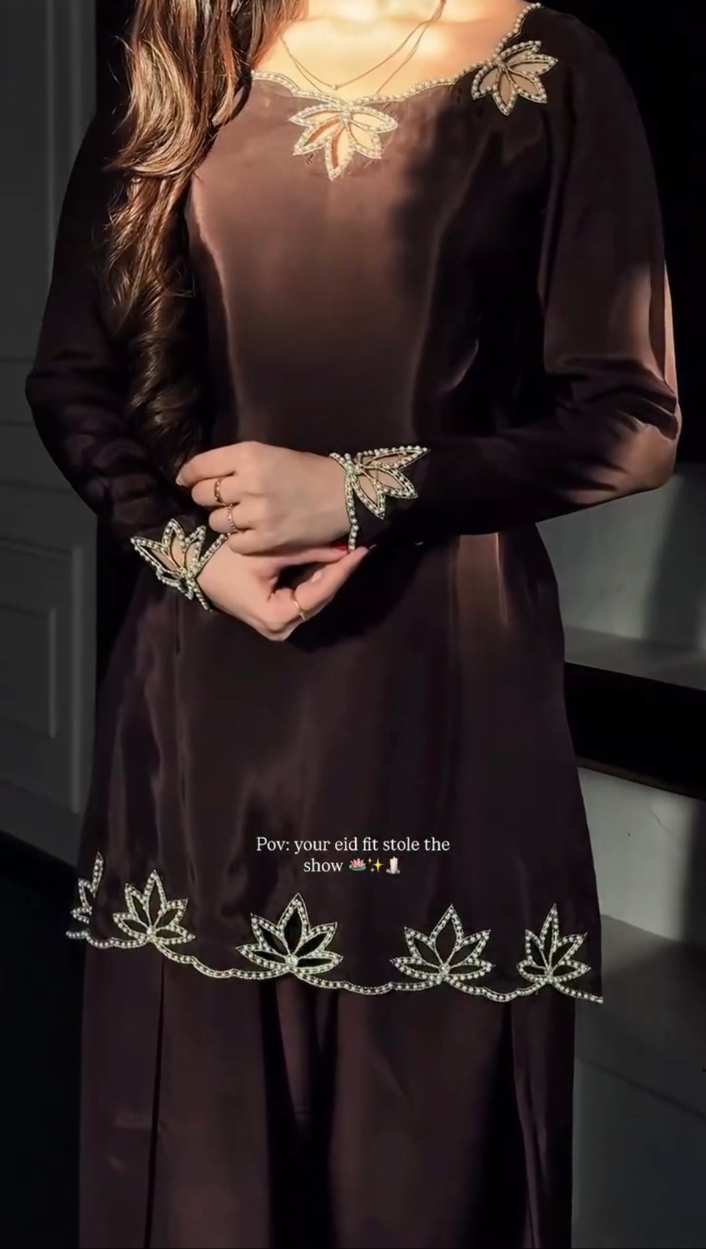 Dhanak Brown 3Pcs Stitched