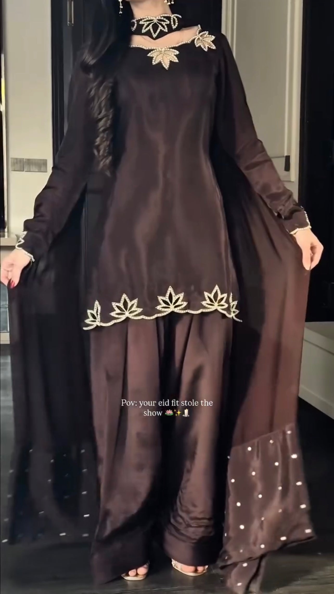 Dhanak Brown 3Pcs Stitched