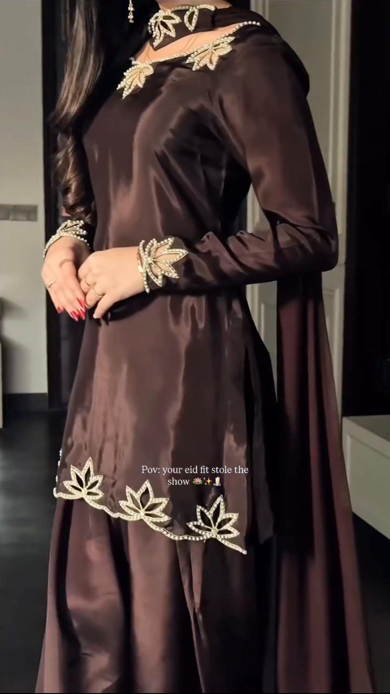 Dhanak Brown 3Pcs Stitched