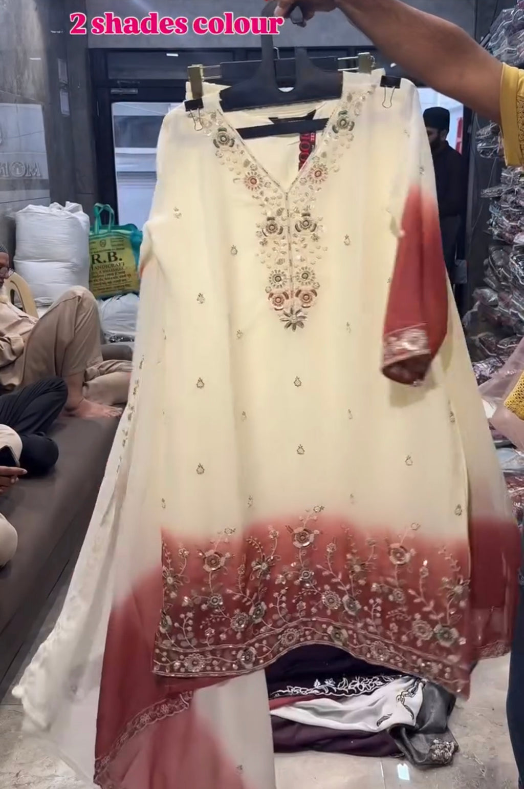 Dhanak 2 Shade Embroidered Dress