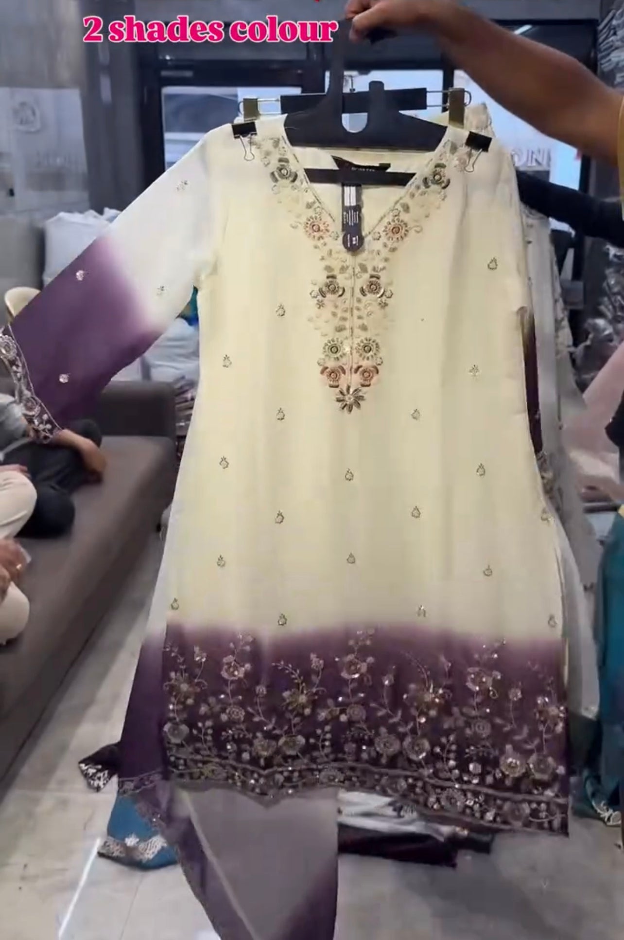 Dhanak 2 Shade Embroidered Dress