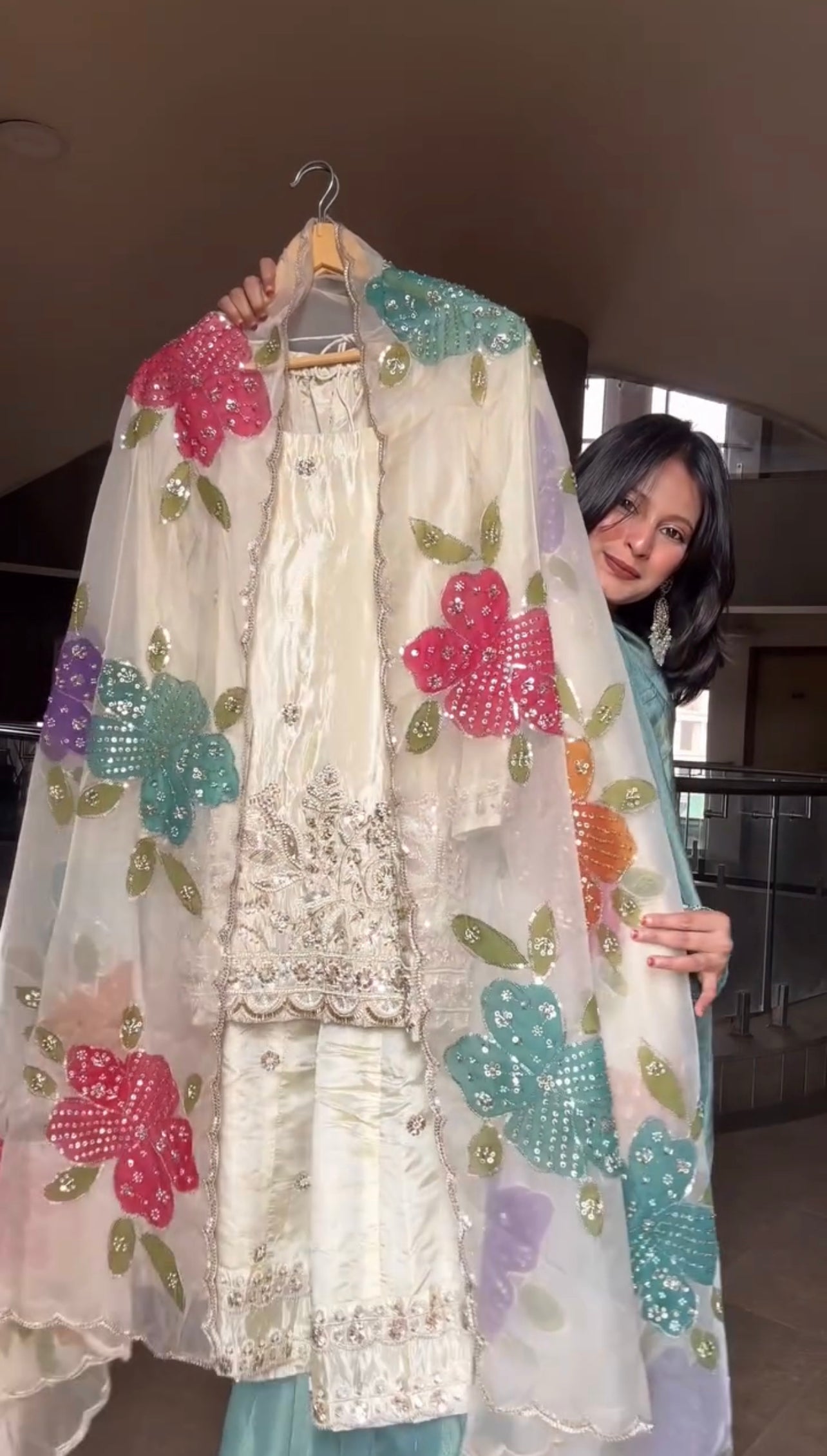 Dhanak Floral Embroidered 3 Piece