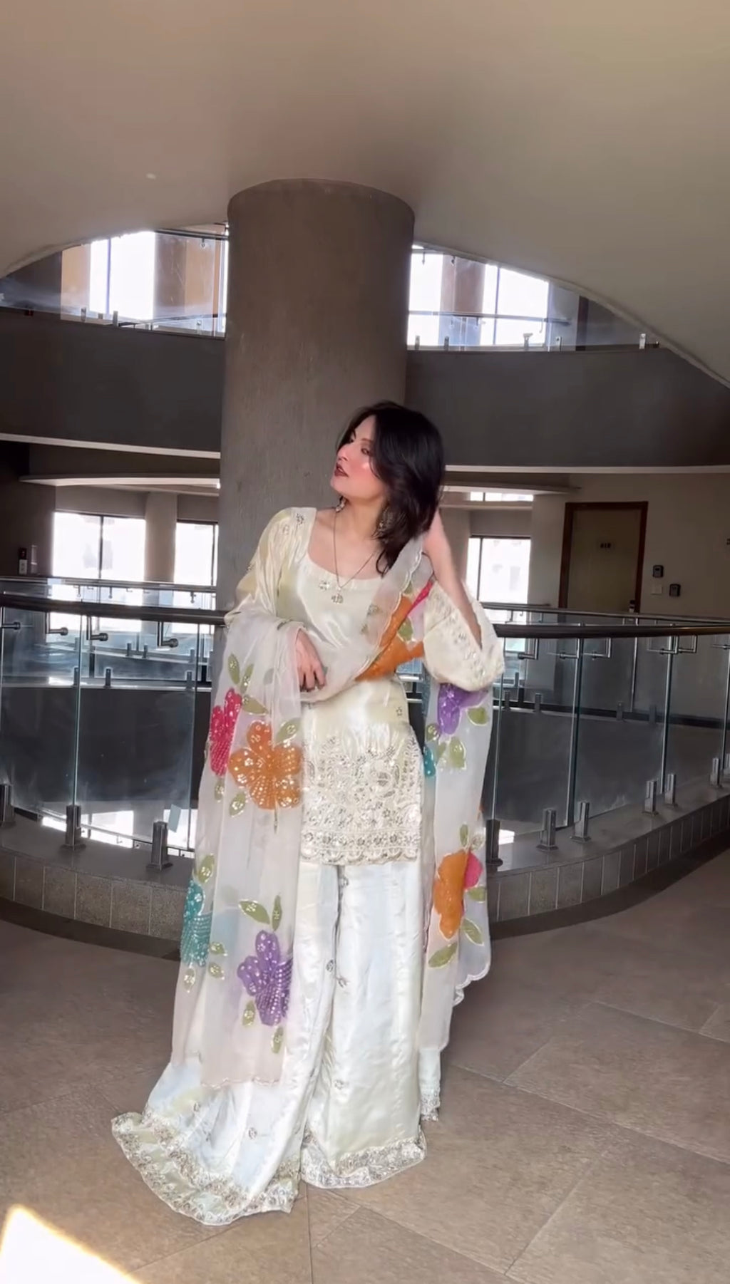 Dhanak Floral Embroidered 3 Piece