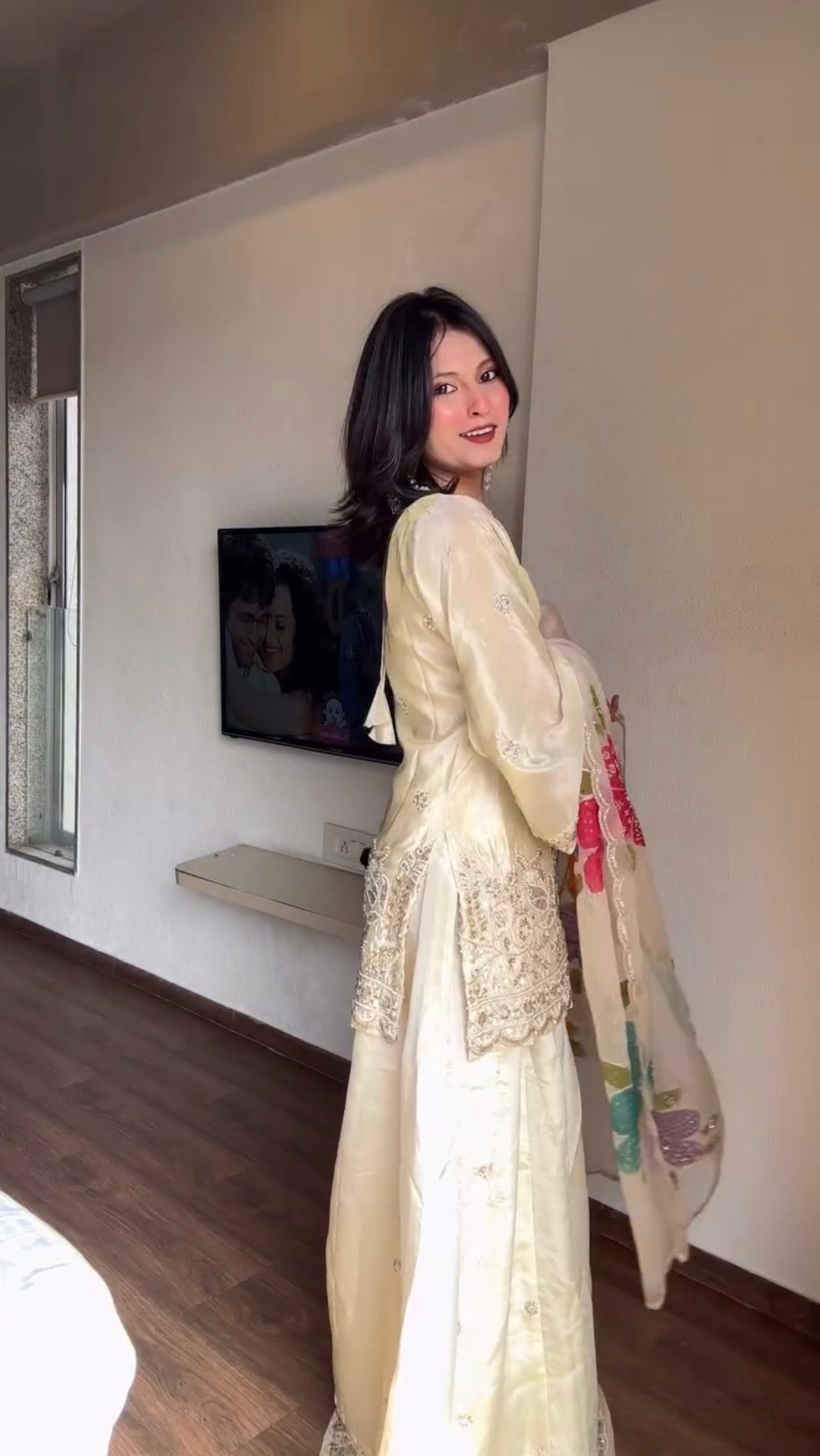 Dhanak Floral Embroidered 3 Piece