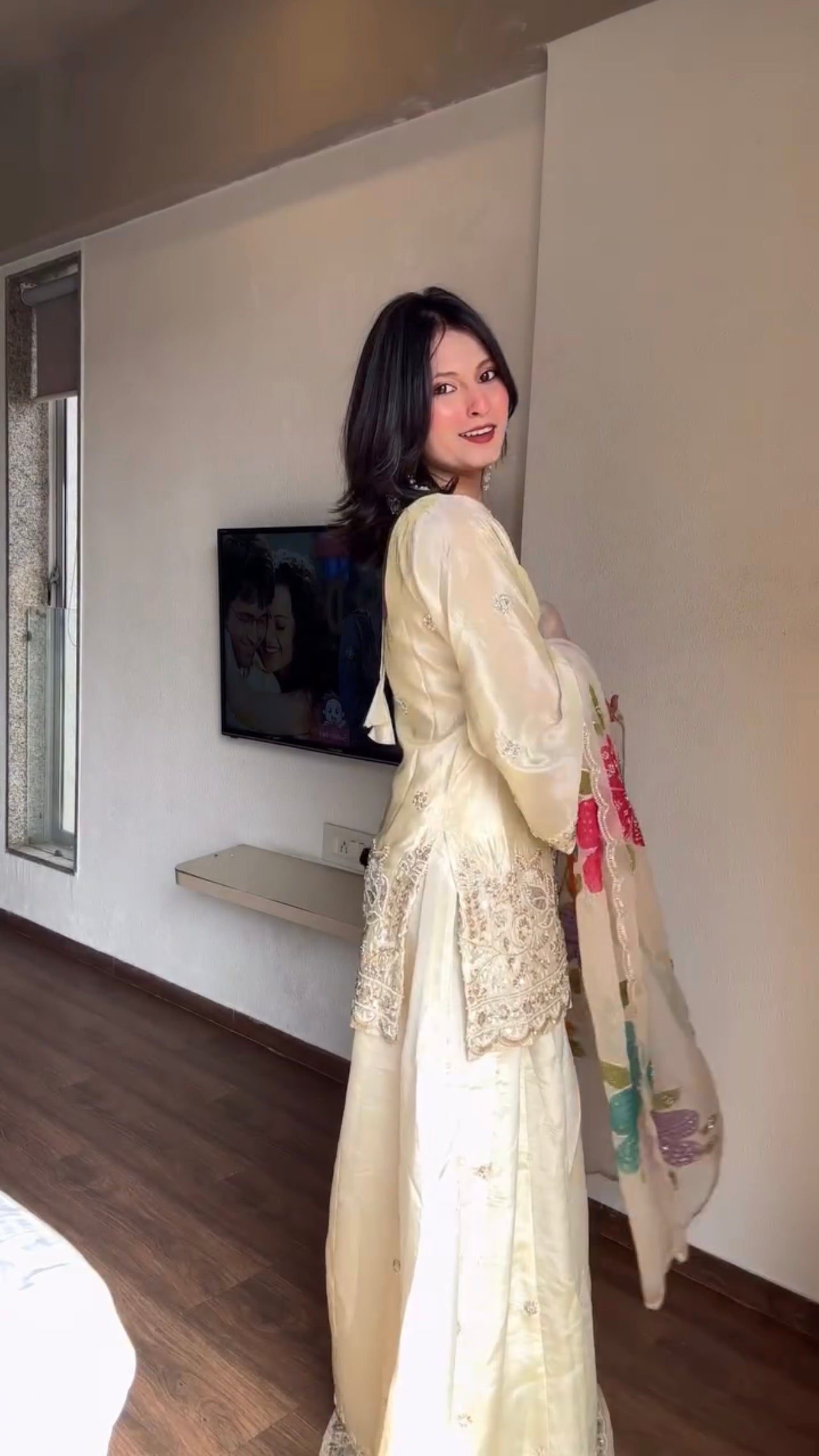 Dhanak Floral Embroidered 3 Piece