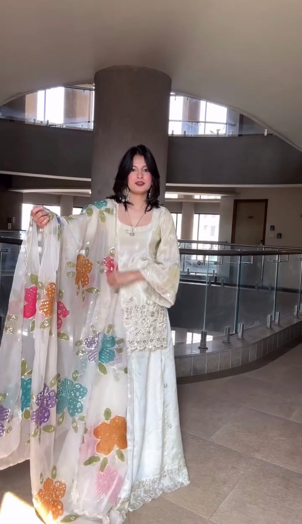 Dhanak Floral Embroidered 3 Piece