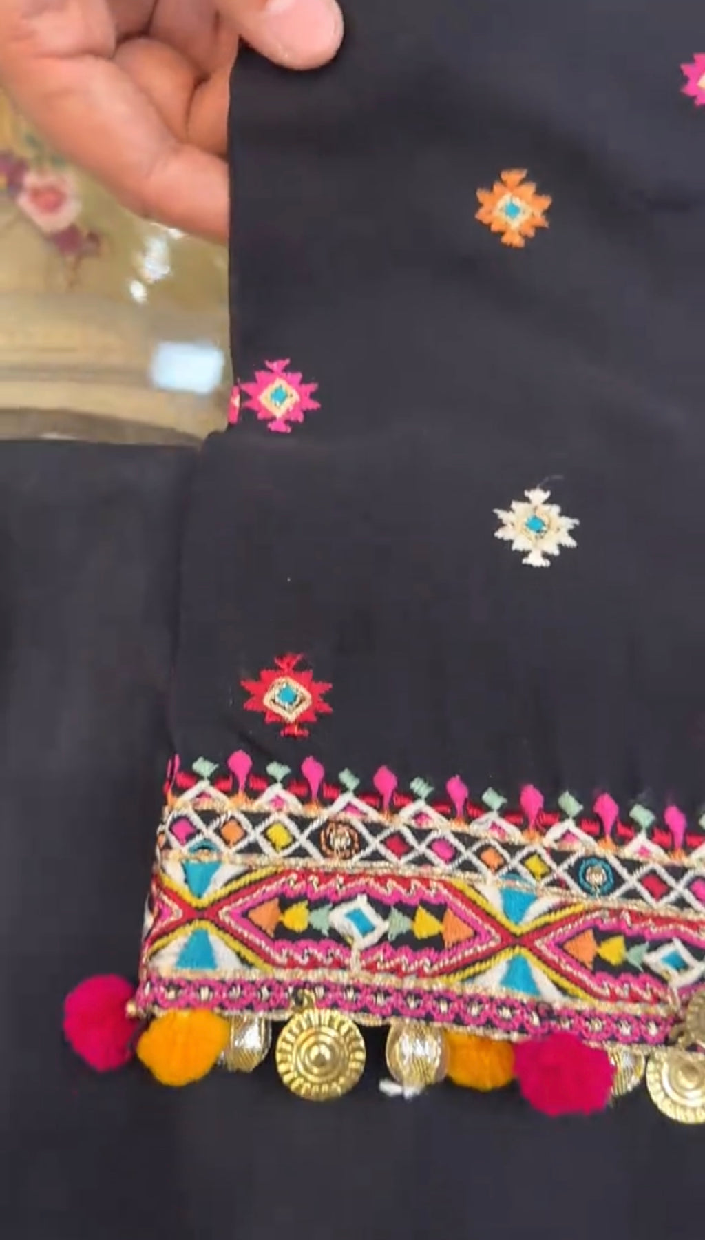 Dhanak Black Embroidered 3 Piece