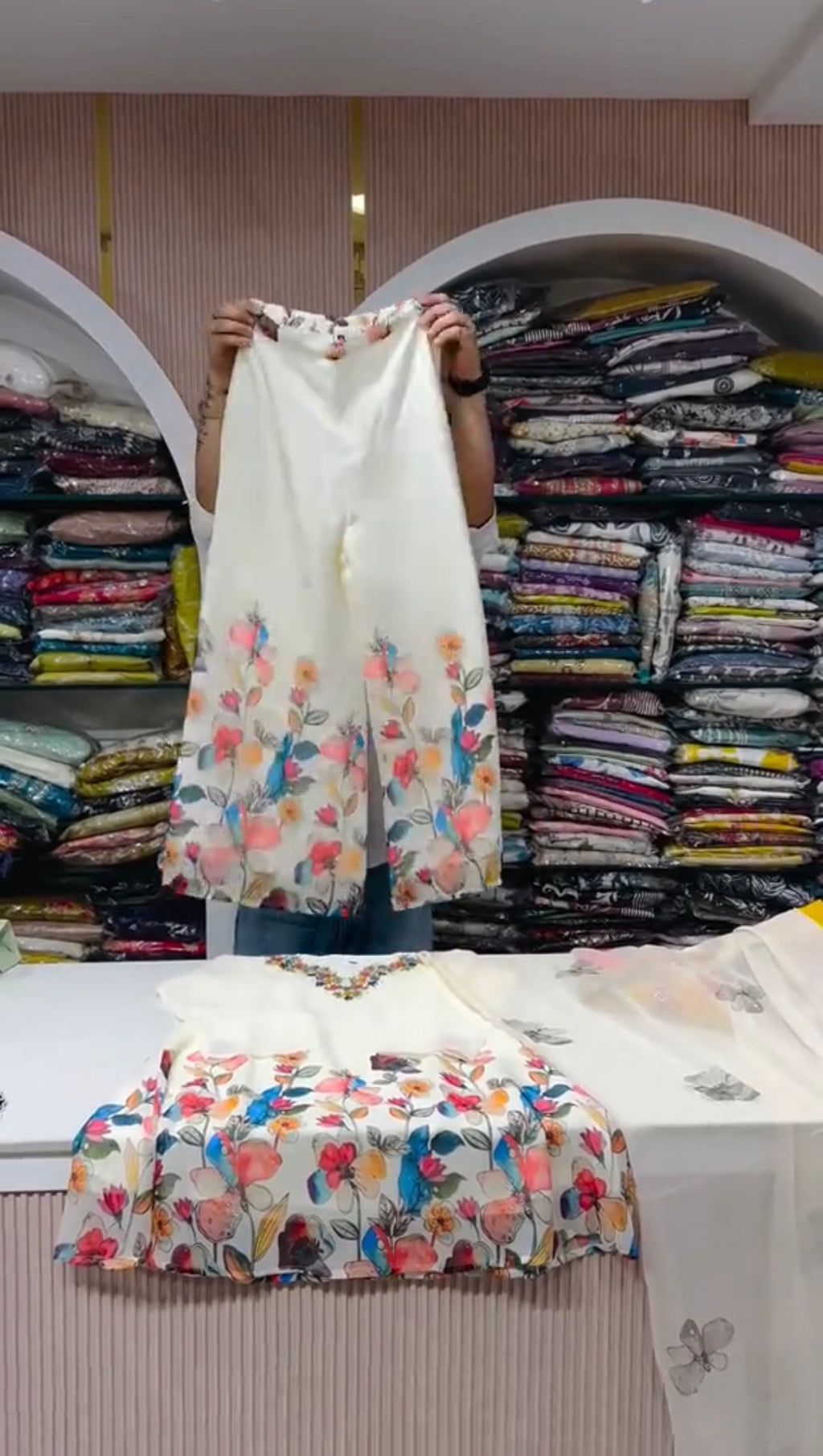 Floral Plazzo Dress Embroidered 3 Piece