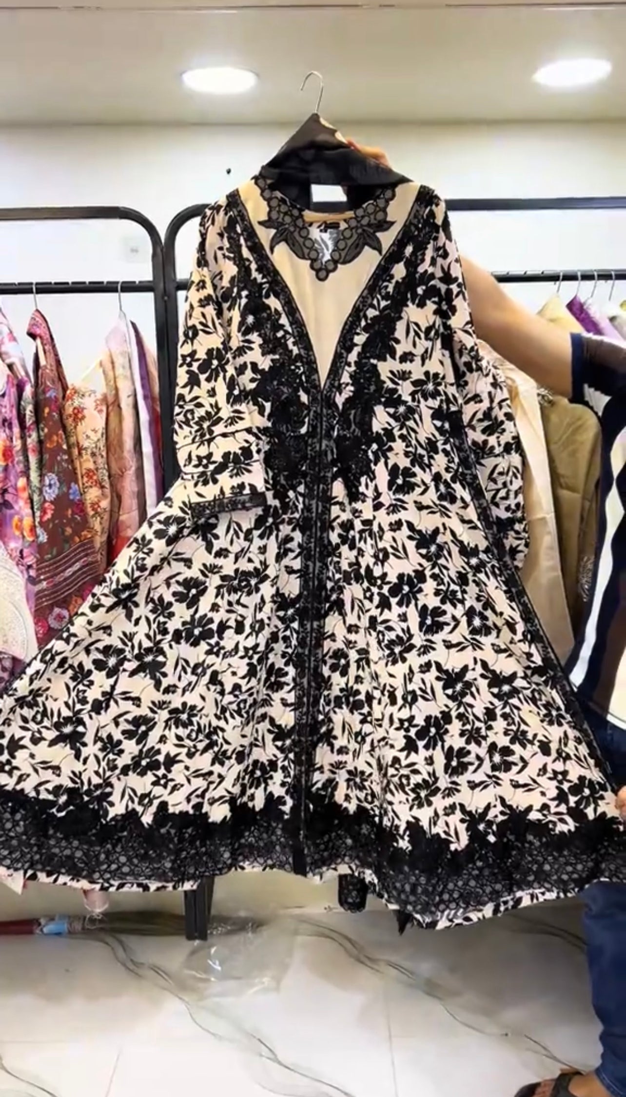 Dhanak long frock embroidered 3 Piece