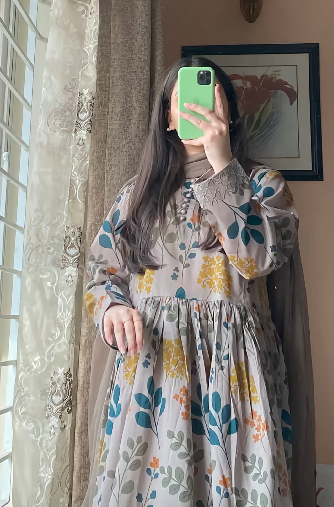 3 Piece - Lawn Printed Dress With Sharara