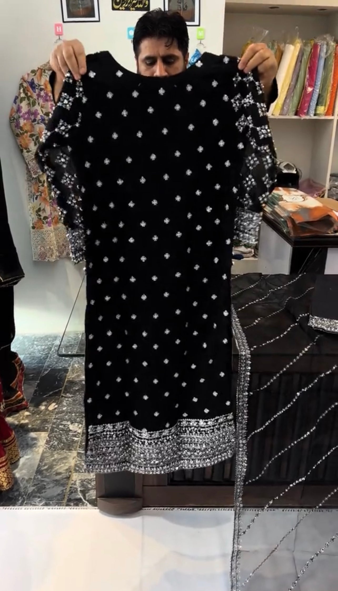 Black Eid 3Pcs Embroidered Dress