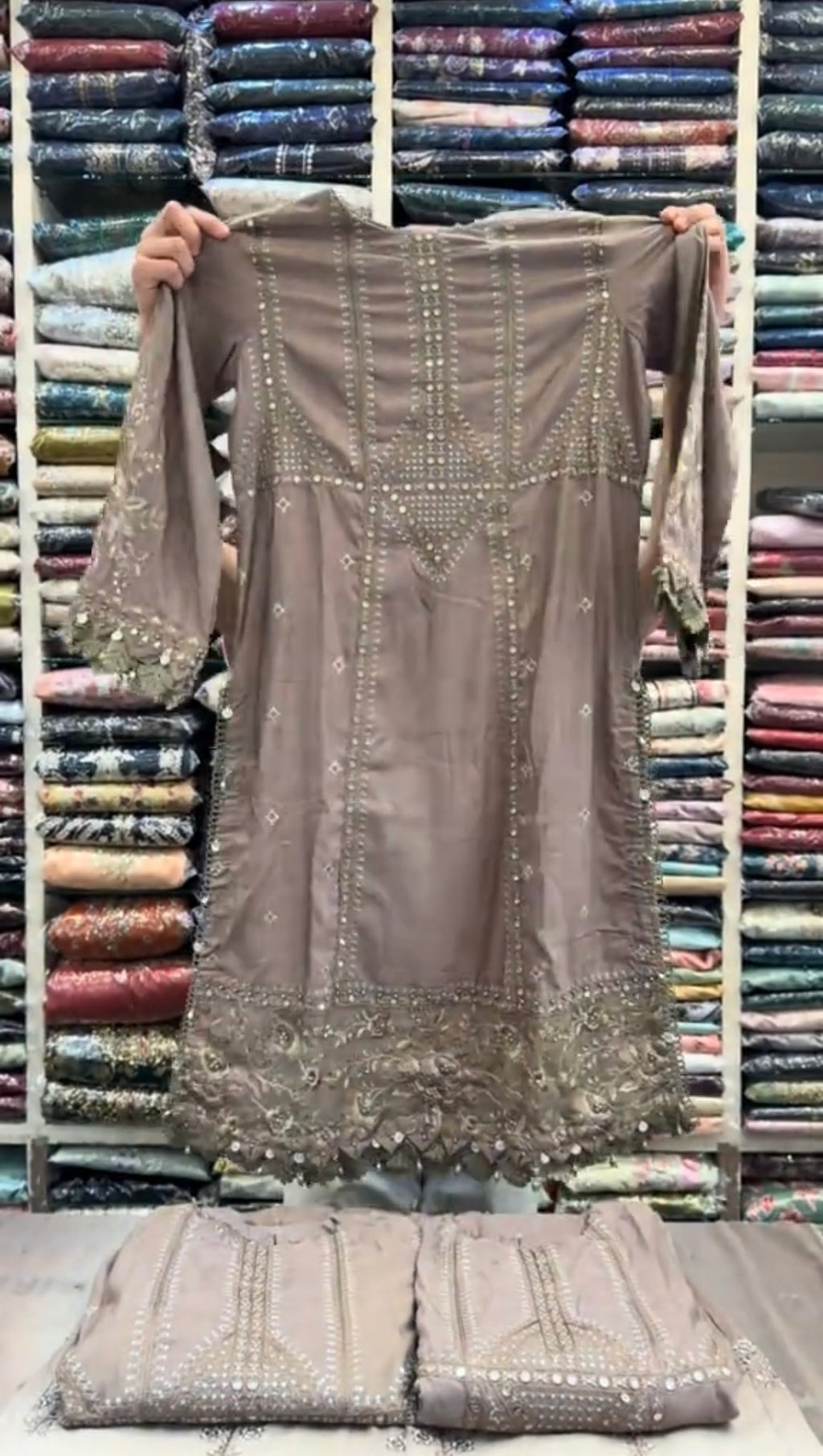 Eid Two Tone Plazo 3 Piece Embroidered Dress