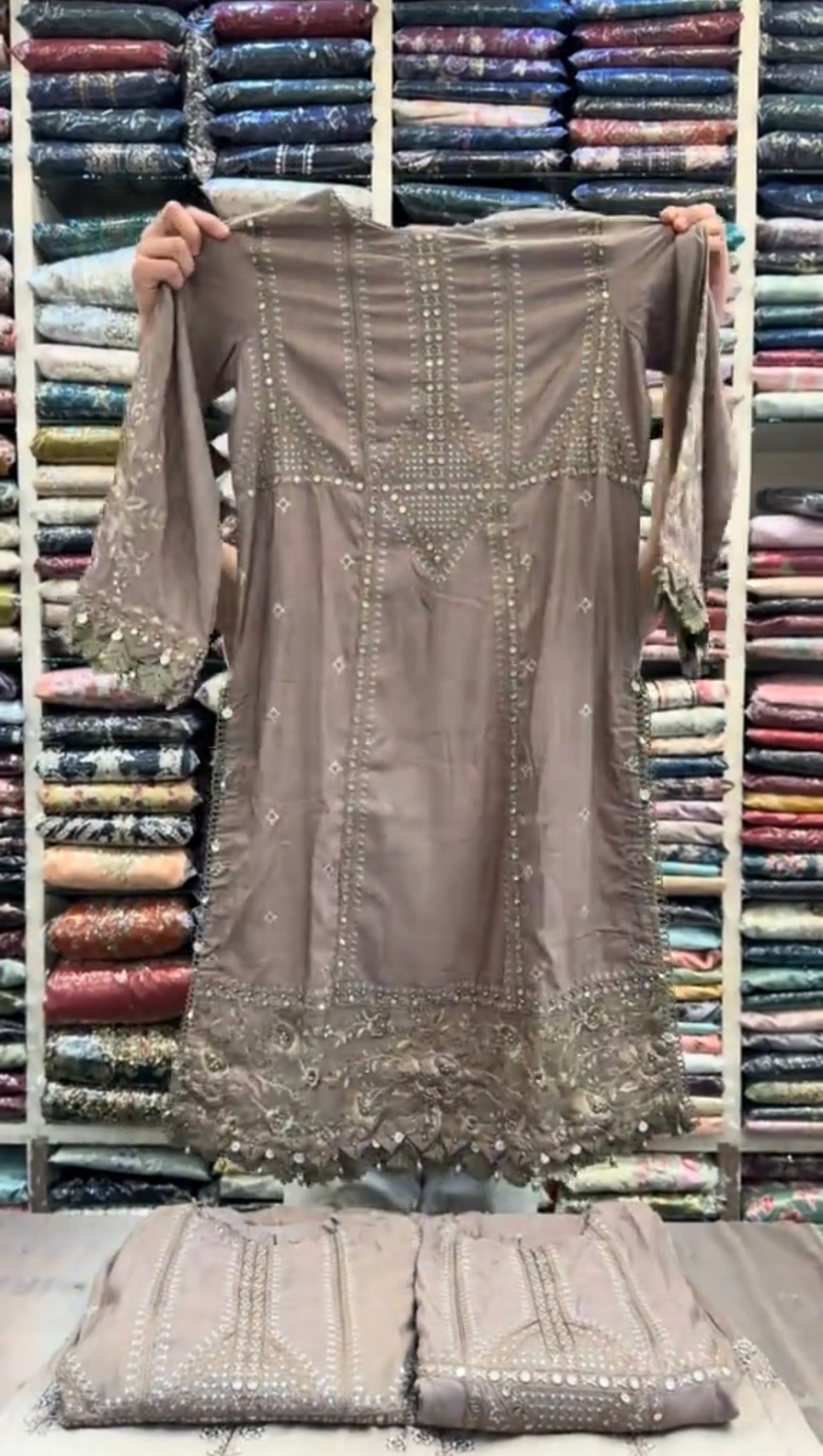 Eid Two Tone Plazo 3 Piece Embroidered Dress