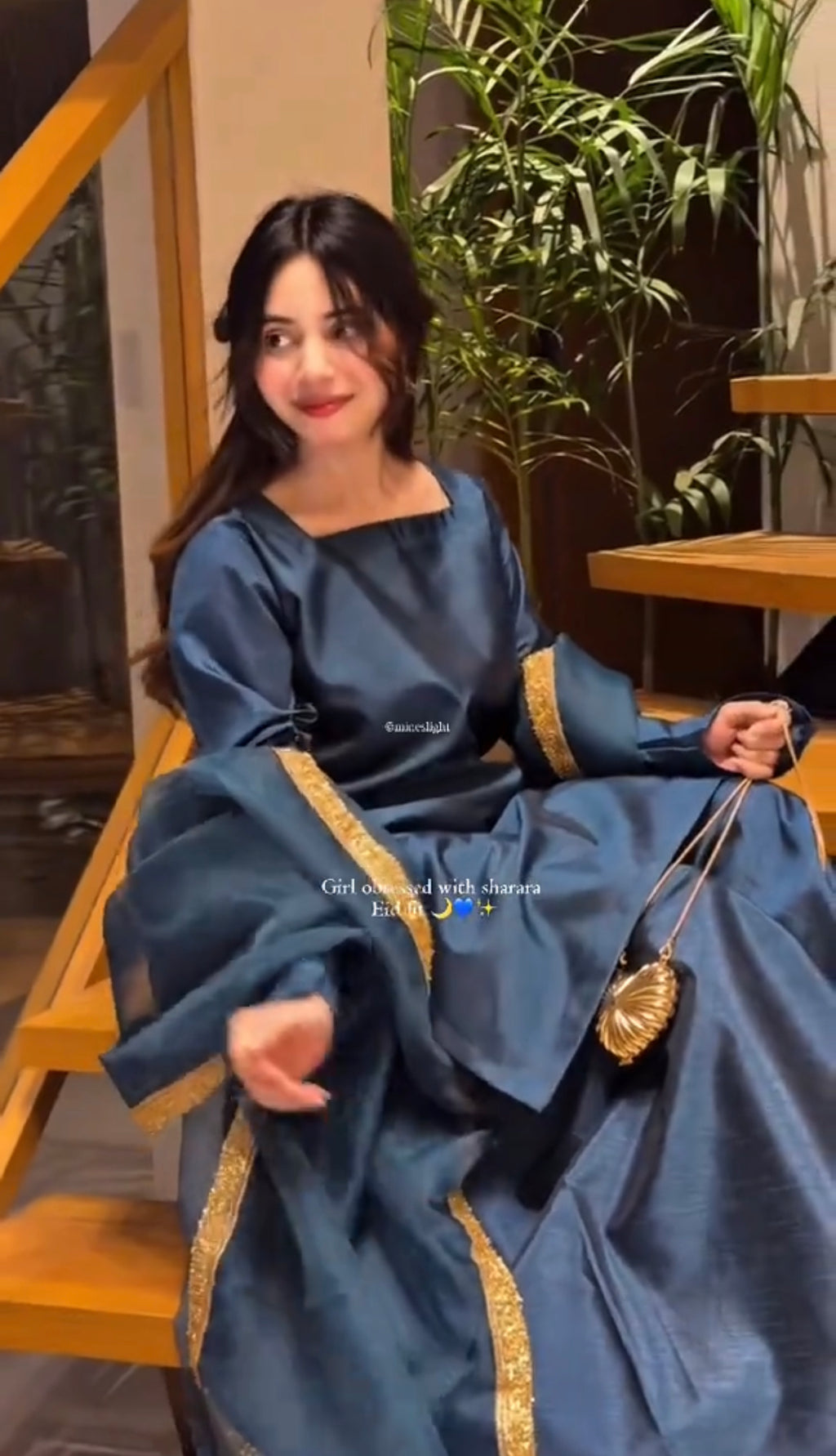 Blue Eid Embroidered 3 Piece Dress