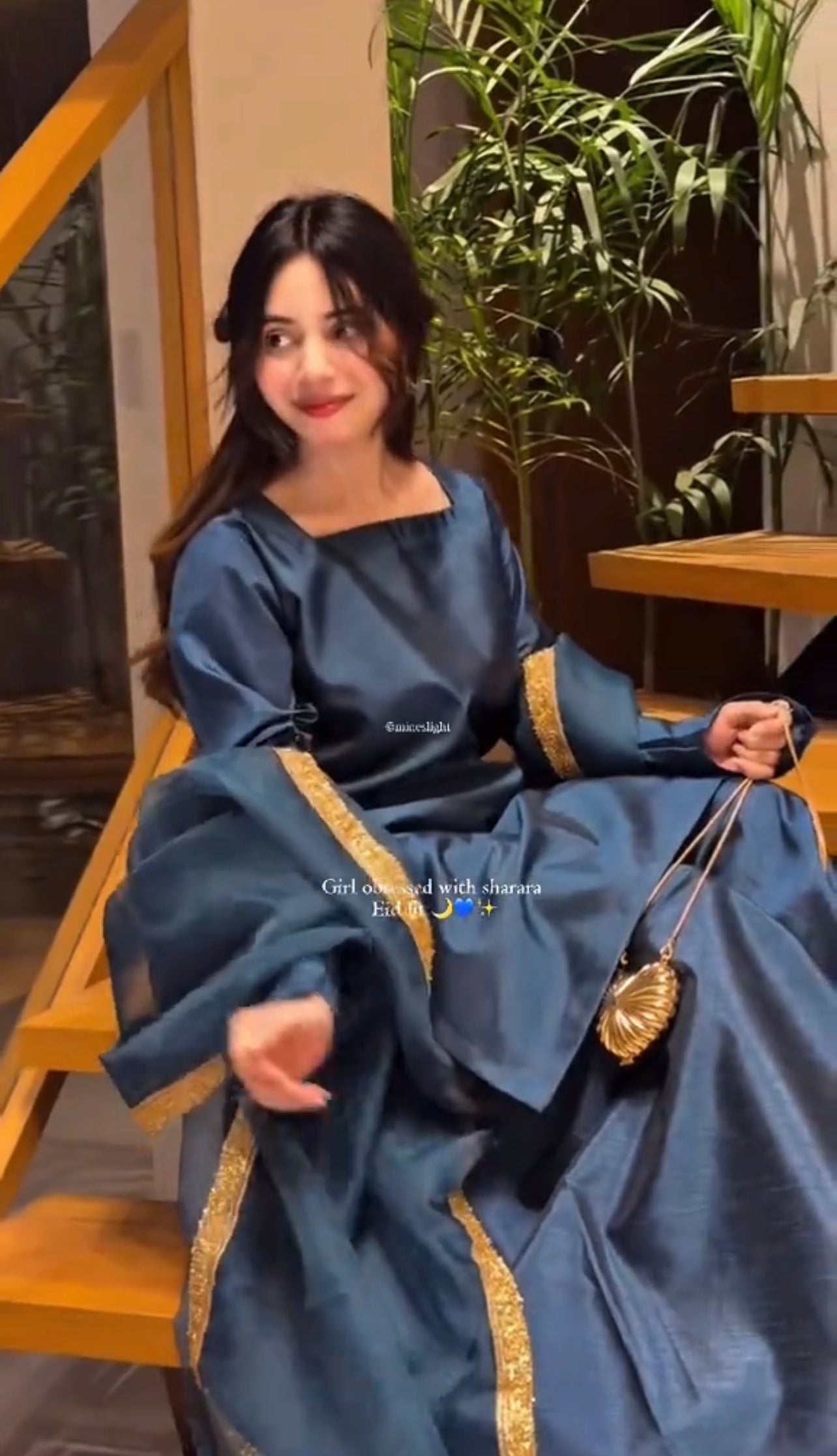 Blue Eid Embroidered 3 Piece Dress