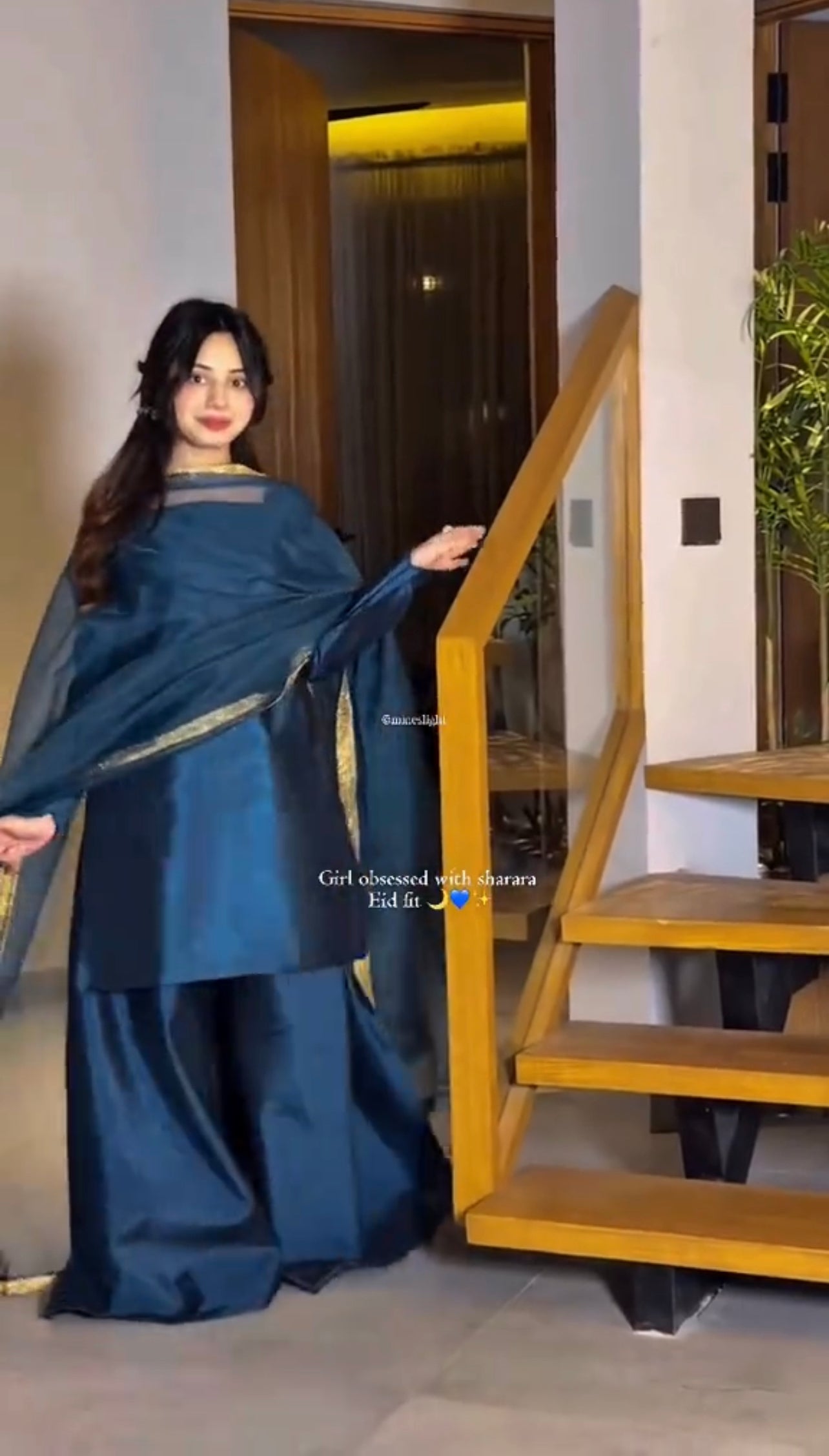 Blue Eid Embroidered 3 Piece Dress