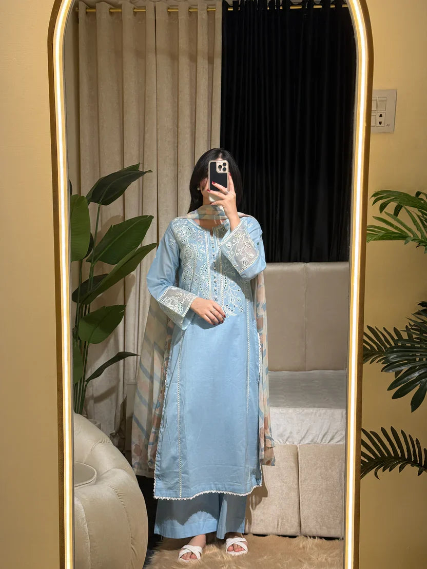 3-Piece Embroidered Linen Suits
