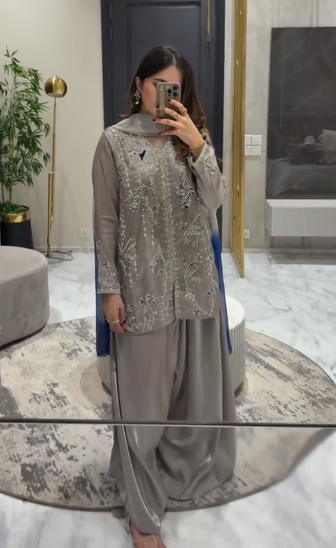 3PCS EMBROIDERED STITCHED DRESS