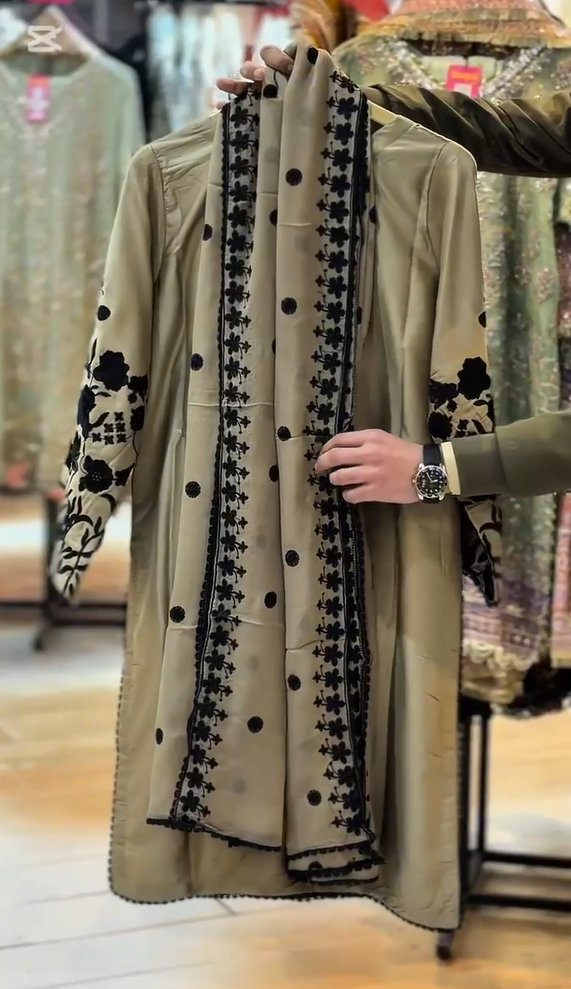 Dhanak Flapper Embroidered Dress 3 Piece
