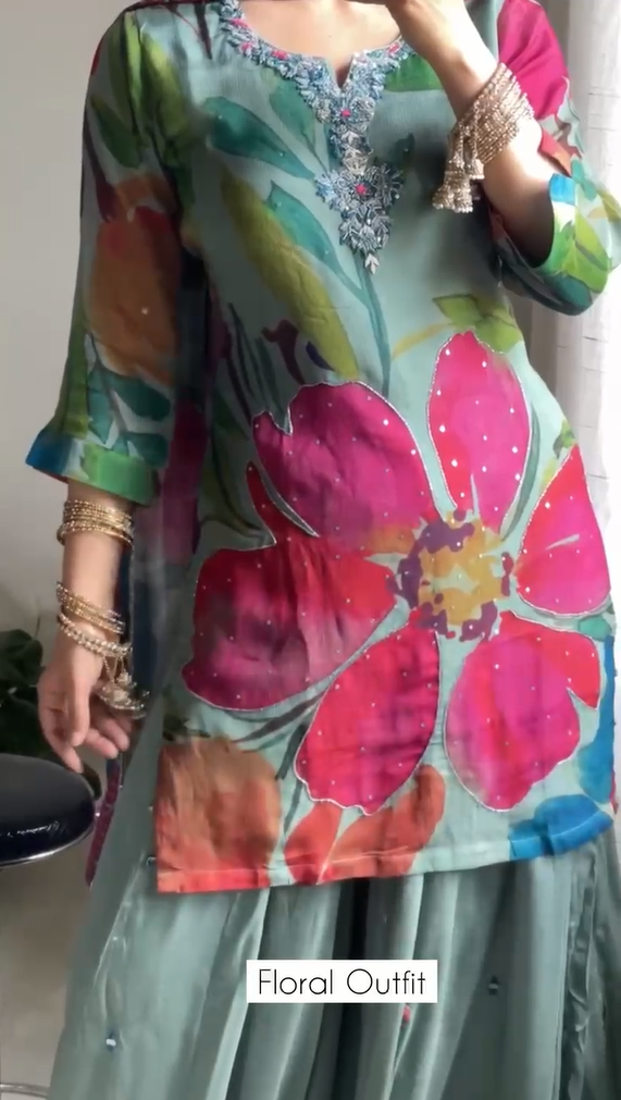 Dhanak Floral 3PC Luxury Suit