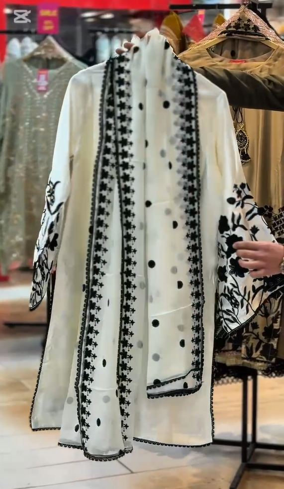 Dhanak Flapper Embroidered Dress 3 Piece
