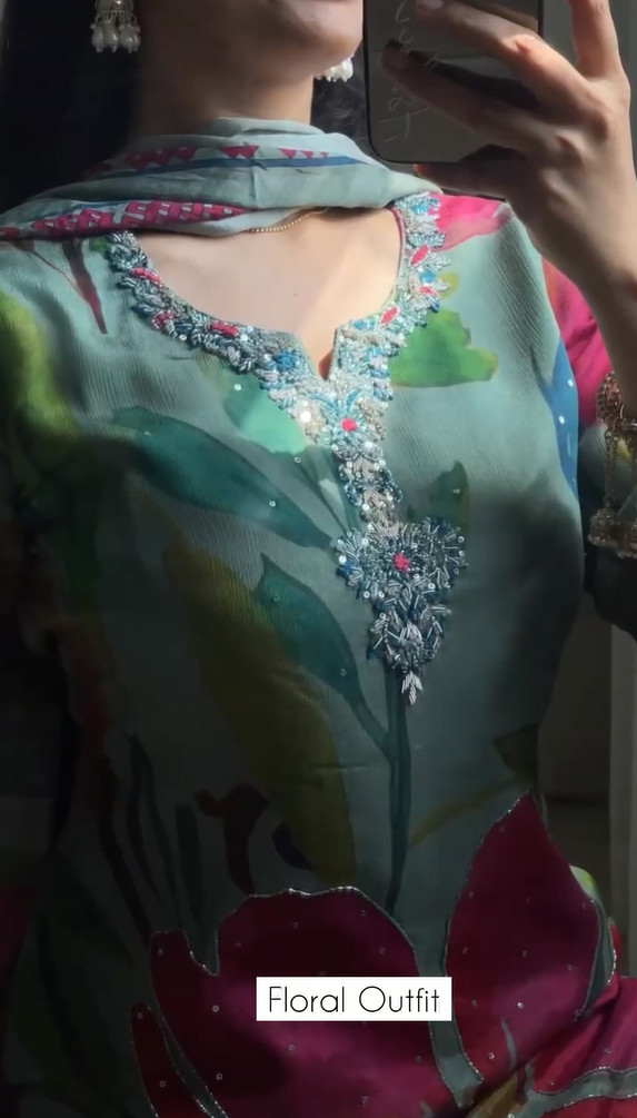 Dhanak Floral 3PC Luxury Suit